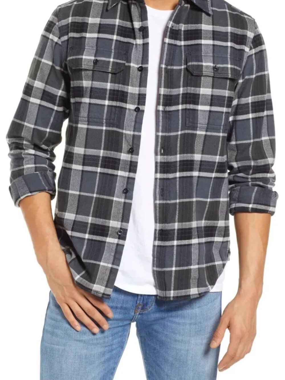 THE NORTH FACE Men's Arroyo Flannel Shirt, Vanadis Grey Half Dome Plaid SIZE L